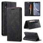 For iPhone XR AutSpace A01 Retro Skin-feel Crazy Horse Texture Horizontal Flip Leather Case with Holder & Card Slots & Wallet & RFID(Black) - 1
