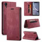 For iPhone XR AutSpace A01 Retro Skin-feel Crazy Horse Texture Horizontal Flip Leather Case with Holder & Card Slots & Wallet & RFID(Wine Red) - 1