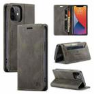 For iPhone 12 mini AutSpace A01 Retro Skin-feel Crazy Horse Texture Horizontal Flip Leather Case with Holder & Card Slots & Wallet & RFID (Coffee) - 1