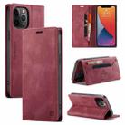 For iPhone 12 Pro Max AutSpace A01 Retro Skin-feel Crazy Horse Texture Horizontal Flip Leather Case with Holder & Card Slots & Wallet & RFID(Wine Red) - 1