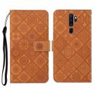 For OPPO A5 / A9 2020 Ethnic Style Embossed Pattern Horizontal Flip Leather Case with Holder & Card Slots & Wallet & Lanyard(Brown) - 1
