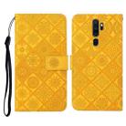 For OPPO A5 / A9 2020 Ethnic Style Embossed Pattern Horizontal Flip Leather Case with Holder & Card Slots & Wallet & Lanyard(Yellow) - 1