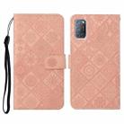 For OPPO A92 / A72 / A52 Ethnic Style Embossed Pattern Horizontal Flip Leather Case with Holder & Card Slots & Wallet & Lanyard(Pink) - 1