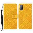 For OPPO A92 / A72 / A52 Ethnic Style Embossed Pattern Horizontal Flip Leather Case with Holder & Card Slots & Wallet & Lanyard(Yellow) - 1