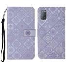 For OPPO A92 / A72 / A52 Ethnic Style Embossed Pattern Horizontal Flip Leather Case with Holder & Card Slots & Wallet & Lanyard(Purple) - 1