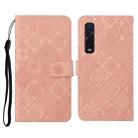 For OPPO Find X2 Pro Ethnic Style Embossed Pattern Horizontal Flip Leather Case with Holder & Card Slots & Wallet & Lanyard(Pink) - 1