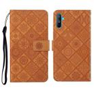 For OPPO Realme C3 Ethnic Style Embossed Pattern Horizontal Flip Leather Case with Holder & Card Slots & Wallet & Lanyard(Brown) - 1