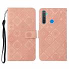 For OPPO Realme 5 Ethnic Style Embossed Pattern Horizontal Flip Leather Case with Holder & Card Slots & Wallet & Lanyard(Pink) - 1
