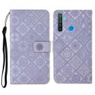 For OPPO Realme 5 Pro Ethnic Style Embossed Pattern Horizontal Flip Leather Case with Holder & Card Slots & Wallet & Lanyard(Purple) - 1