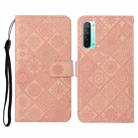 For OPPO Reno3 Ethnic Style Embossed Pattern Horizontal Flip Leather Case with Holder & Card Slots & Wallet & Lanyard(Pink) - 1