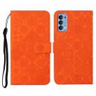 For OPPO Reno4 Ethnic Style Embossed Pattern Horizontal Flip Leather Case with Holder & Card Slots & Wallet & Lanyard(Orange) - 1