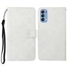 For OPPO Reno4 Ethnic Style Embossed Pattern Horizontal Flip Leather Case with Holder & Card Slots & Wallet & Lanyard(White) - 1