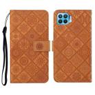 For OPPO Reno4 Lite Ethnic Style Embossed Pattern Horizontal Flip Leather Case with Holder & Card Slots & Wallet & Lanyard(Brown) - 1