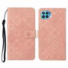 For OPPO Reno4 Lite Ethnic Style Embossed Pattern Horizontal Flip Leather Case with Holder & Card Slots & Wallet & Lanyard(Pink) - 1