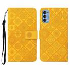 For OPPO Reno4 Pro Ethnic Style Embossed Pattern Horizontal Flip Leather Case with Holder & Card Slots & Wallet & Lanyard(Yellow) - 1