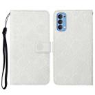 For OPPO Reno4 Pro Ethnic Style Embossed Pattern Horizontal Flip Leather Case with Holder & Card Slots & Wallet & Lanyard(White) - 1