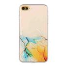 Hollow Marble Pattern TPU Straight Edge Fine Hole Protective Case For iPhone 8 Plus / 7 Plus(Yellow Blue) - 1