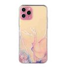 For iPhone 11 Pro Max Hollow Marble Pattern TPU Straight Edge Fine Hole Protective Case(Pink) - 1