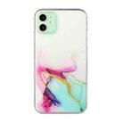 For iPhone 12 mini Hollow Marble Pattern TPU Straight Edge Fine Hole Protective Case (Red Green) - 1
