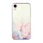 For iPhone XR Hollow Marble Pattern TPU Straight Edge Fine Hole Protective Case(Pink) - 1