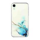 For iPhone XR Hollow Marble Pattern TPU Straight Edge Fine Hole Protective Case(Blue) - 1