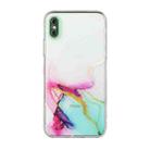 For iPhone XS Max Hollow Marble Pattern TPU Straight Edge Fine Hole Protective Case(Red Green) - 1