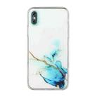 For iPhone XS Max Hollow Marble Pattern TPU Straight Edge Fine Hole Protective Case(Blue) - 1