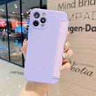 For iPhone 12 Pro Imitate Liquid Silicone Horizontal Flip Leather Case with Card Slots(Light Purple) - 1