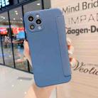 For iPhone 12 mini Imitate Liquid Silicone Horizontal Flip Leather Case with Card Slots (Blue) - 1