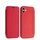 For iPhone 11 Imitate Liquid Silicone Horizontal Flip Leather Case with Card Slots (Red) - 1