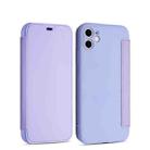 For iPhone 11 Imitate Liquid Silicone Horizontal Flip Leather Case with Card Slots (Light Purple) - 1