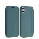 For iPhone 11 Pro Imitate Liquid Silicone Horizontal Flip Leather Case with Card Slots (Dark Green) - 1