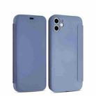 For iPhone 11 Pro Max Imitate Liquid Silicone Horizontal Flip Leather Case with Card Slots (Gray Blue) - 1