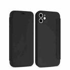 For iPhone 11 Pro Max Imitate Liquid Silicone Horizontal Flip Leather Case with Card Slots (Black) - 1