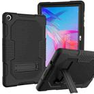 For Huawei MatePad T10 Contrast Color Robot Shockproof Silicone + PC Protective Case with Holder(Black) - 1
