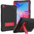 For Huawei MatePad T10 Contrast Color Robot Shockproof Silicone + PC Protective Case with Holder(Black Red) - 1