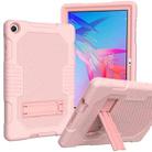 For Huawei MatePad T10 Contrast Color Robot Shockproof Silicone + PC Protective Case with Holder(Rose Gold) - 1