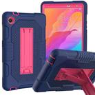 For Huawei MatePad T8 8.0(2020) Contrast Color Robot Shockproof Silicone + PC Protective Case with Holder(Navy Blue Rose) - 1