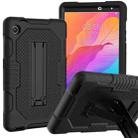 For Huawei MatePad T8 8.0(2020) Contrast Color Robot Shockproof Silicone + PC Protective Case with Holder(Black) - 1