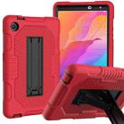 For Huawei MatePad T8 8.0(2020) Contrast Color Robot Shockproof Silicone + PC Protective Case with Holder(Red Black) - 1