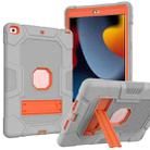 For iPad 10.2 2021 / 2020 / 2019 Contrast Color Robot Shockproof Silicone + PC Protective Case with Holder(Grey Orange) - 1