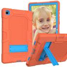 For Samsung Galaxy Tab A7 10.4 (2020) T500 / T505 Contrast Color Robot Shockproof Silicone + PC Protective Case with Holder(Orange Blue) - 1