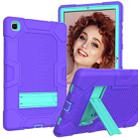 For Samsung Galaxy Tab A7 10.4 (2020) T500 / T505 Contrast Color Robot Shockproof Silicone + PC Protective Case with Holder(Purple Mint Green) - 1