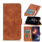 For Motorola Moto E7 KHAZNEH Retro Texture PU + TPU Horizontal Flip Leather Case with Holder & Card Slots & Wallet(Brown) - 1