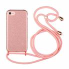 Glitter Powder Shockproof TPU Protective Case with Lanyard For iPhone 6(Pink) - 1