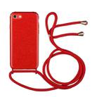 Glitter Powder Shockproof TPU Protective Case with Lanyard For iPhone 6(Red) - 1