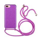 Glitter Powder Shockproof TPU Protective Case with Lanyard For iPhone 6 Plus(Purple) - 1