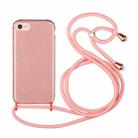 For iPhone SE 2022 / SE 2020 / 8 / 7 Glitter Powder Shockproof TPU Protective Case with Lanyard(Pink) - 1