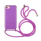 For iPhone SE 2022 / SE 2020 / 8 / 7 Glitter Powder Shockproof TPU Protective Case with Lanyard(Purple) - 1