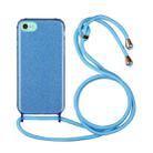 For iPhone SE 2022 / SE 2020 / 8 / 7 Glitter Powder Shockproof TPU Protective Case with Lanyard(Blue) - 1